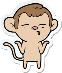 sticker of a cartoon suspicious monkey