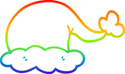 rainbow gradient line drawing of a cartoon santa hat