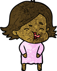 cartoon girl pulling face