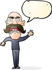 cartoon angry old man with speech bubble