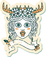 Retro Tattoo Style elf druid character face