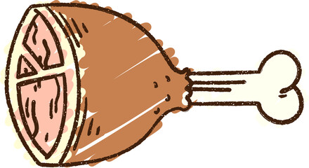 cooked leg of ham doodle drawing