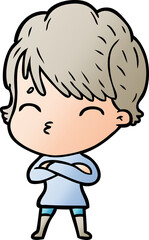 cartoon woman thinking