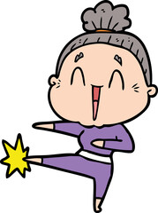 Fototapeta premium cartoon happy old lady