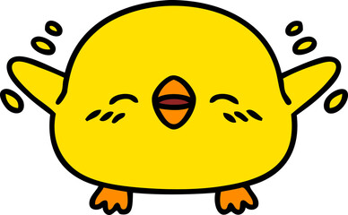 cartoon of a cute baby bird flapping wings