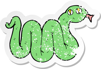 retro distressed sticker of a funny cartoon snake