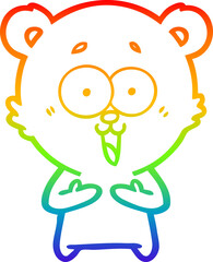 rainbow gradient line drawing of a laughing teddy  bear cartoon