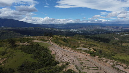 Fototapeta na wymiar Panoramic landscape with nature in Villa de Leyva, Colombia.
