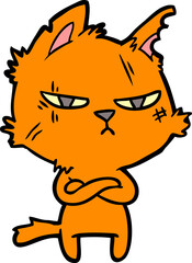 tough cartoon cat folding arms
