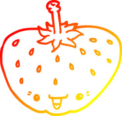 warm gradient line drawing of a cartoon strawberry