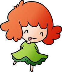 gradient cartoon illustration of a cute kawaii girl