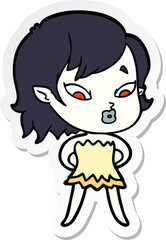 sticker of a cute cartoon vampire girl