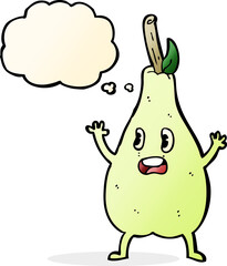 cartoon frightened pear with thought bubble