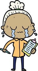 cartoon crying old lady