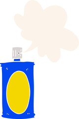 cartoon spray can with speech bubble in retro style