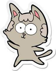 sticker of a happy cartoon cat