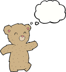 cartoon teddy bear with thought bubble