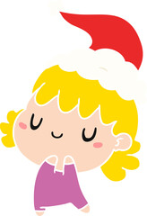 hand drawn christmas cartoon of kawaii girl