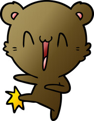 happy bear kicking cartoon