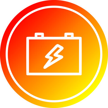 industrial battery circular icon with warm gradient finish