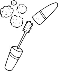 freehand drawn black and white cartoon mascara