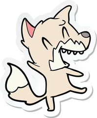 sticker of a laughing fox cartoon