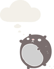 cartoon bear with thought bubble in retro style