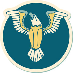 sticker of tattoo in traditional style of an american eagle