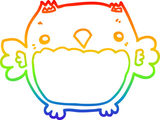rainbow gradient line drawing of a cartoon owl