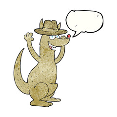 freehand speech bubble textured cartoon kangaroo