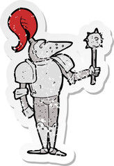 retro distressed sticker of a cartoon medieval knight