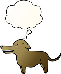 cartoon dog with thought bubble in smooth gradient style