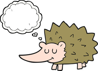 freehand drawn thought bubble cartoon hedgehog