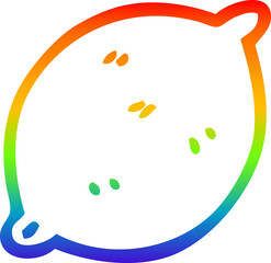 rainbow gradient line drawing of a cartoon lime fruit