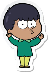 sticker of a cartoon curious boy