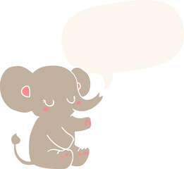 cartoon elephant with speech bubble in retro style