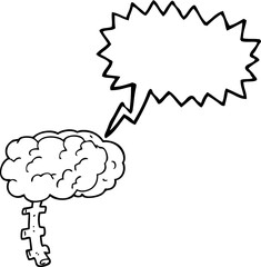 freehand drawn speech bubble cartoon brain