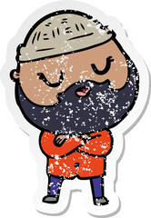 distressed sticker of a cartoon man with beard