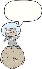 cute cartoon astronaut cat with speech bubble