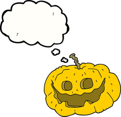 freehand drawn thought bubble cartoon halloween pumpkin