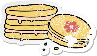 distressed sticker of a cartoon biscuit