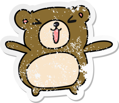 distressed sticker cartoon illustration kawaii cute teddy bear