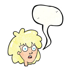 freehand speech bubble textured cartoon female face