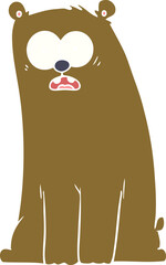 flat color style cartoon surprised bear