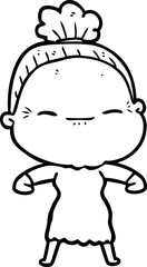 cartoon peaceful old woman