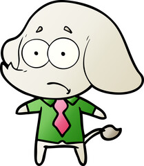 cartoon unsure elephant in shirt and tie