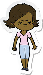 sticker of a cartoon angry woman