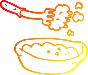 warm gradient line drawing of a cartoon bowl of food