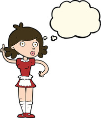 cartoon surprised maid with thought bubble