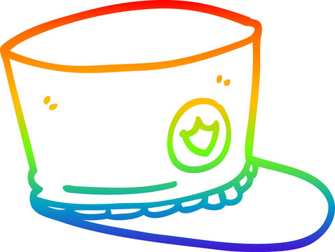 recommend clip art: rainbow gradient line drawing of a cartoon official hat